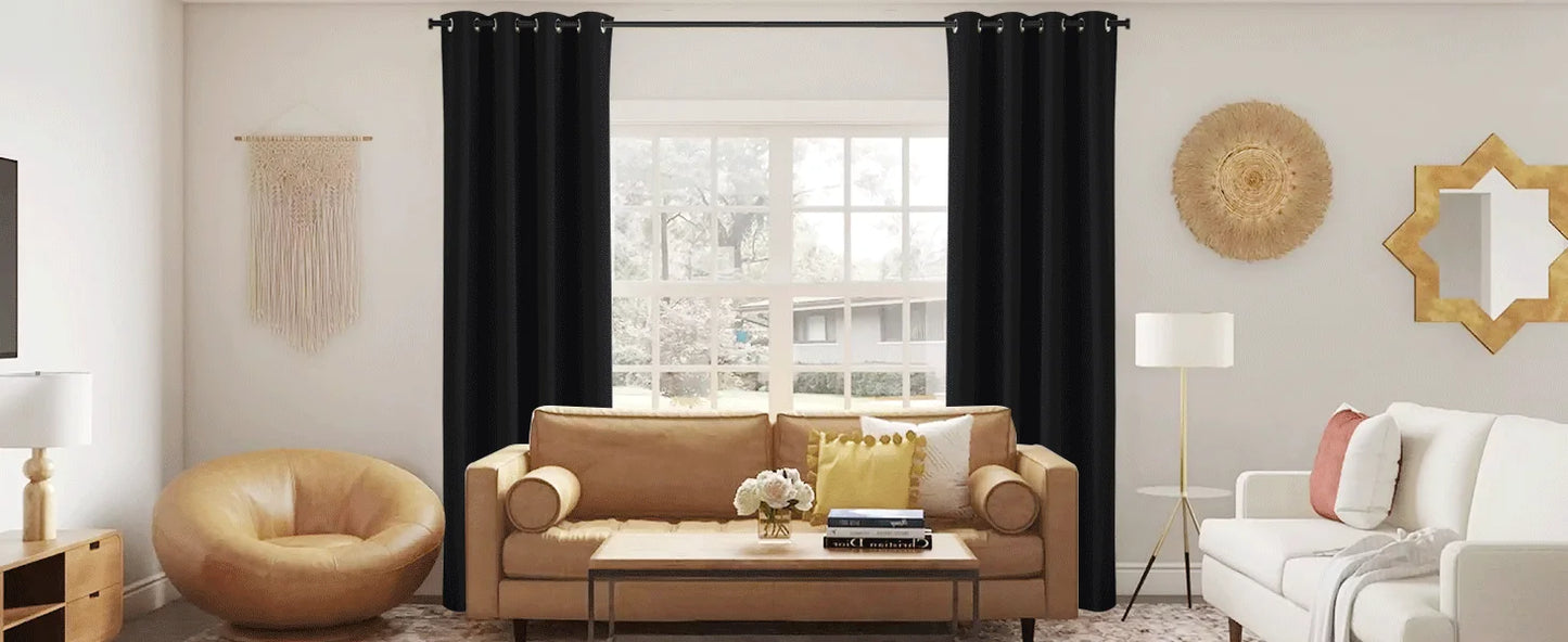 Blackout Curtains Eyelet 100% Light Blocking Thermal Insulated Curtains for Bedroom Living Room Darkening Drapes Door Curtains