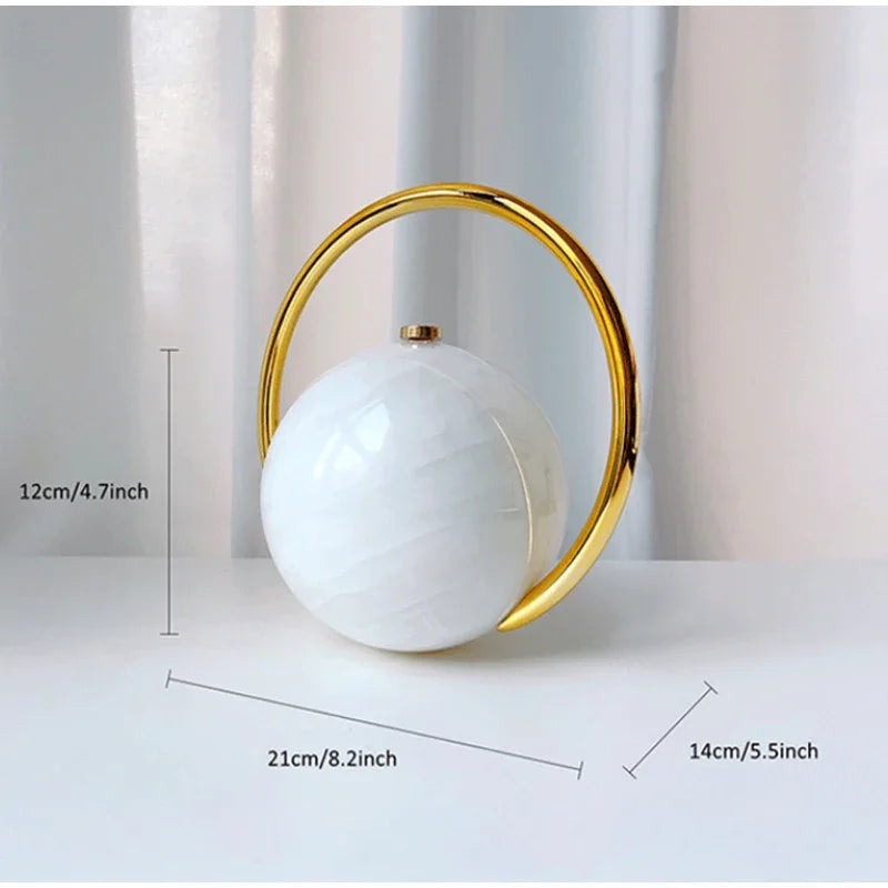  Designer Electroplating Circular Handle Handbag,Sphere Evening Elegant Clutch Purse,Women Fashion Marble Pattern Tote Bag