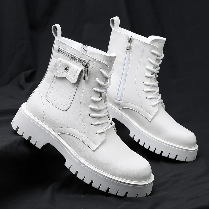 Men's English Style Thick Sole Design Men Boots Luxury High End Top Layer Leather Brand Famous Chelsea High Quality Casual Boots