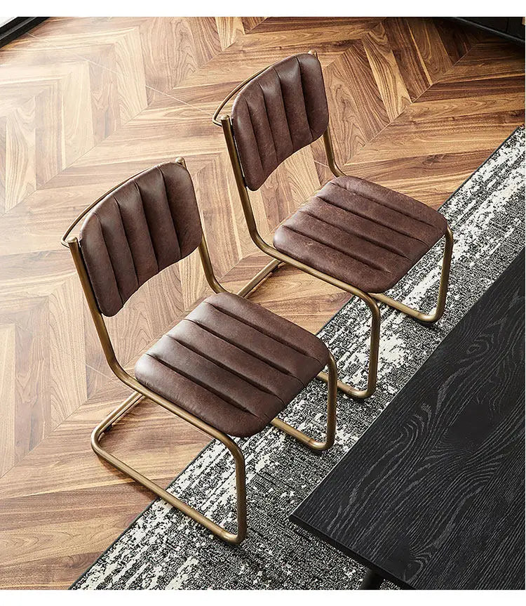 Mid-century Dining Chair Retro Iron Frame Armchair Postmodern Luxury Backrest Leisure Seat for Household Dining Room Furniture