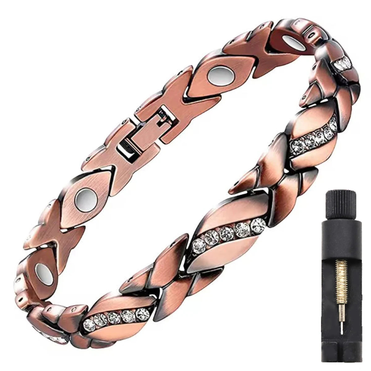 Lucky Grass Purple  Copper Magnetic Bracelet, Ladies' Bracelet; Copper Bracelet; Titanium Steel Jewelry Gift