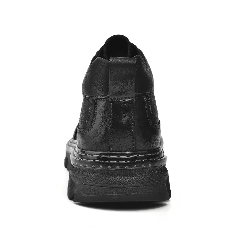 New Genuine Leather Men Boots Cow Leather Upper Durable Sole Lace up Autumn Winter Boots  Daily Leisure Outdoor Shoes For Man