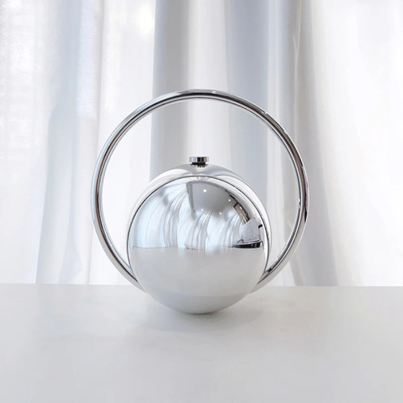  Designer Electroplating Circular Handle Handbag,Sphere Evening Elegant Clutch Purse,Women Fashion Marble Pattern Tote Bag