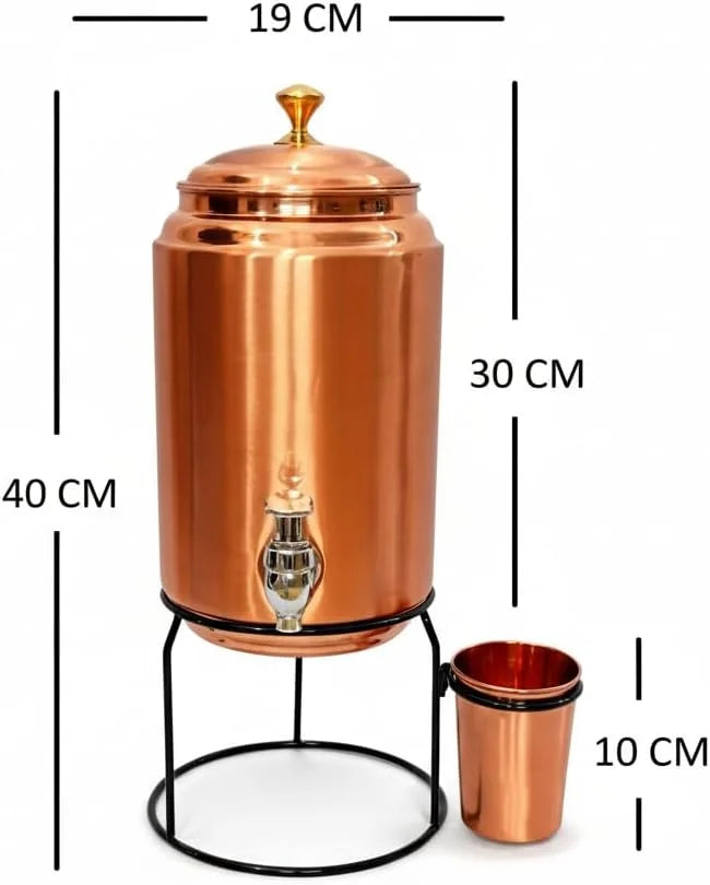 100% Pure Handmade Copper Water Dispenser 5L Glass Water Tap Hammered Copper Water Tank Metal Matki Eco-Friendly Bar Accessories