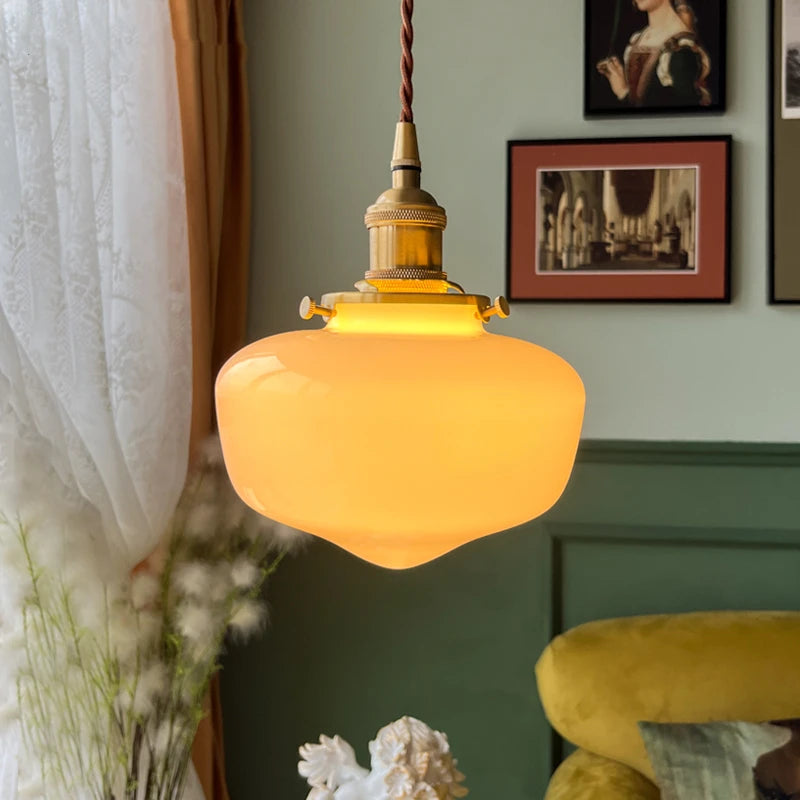 Art Deco Style Opaline Glass  light.  White Opaline Glass LED Pendant Lamp Beside Home Bathroom Bedroom Living Room Light Nordic Modern Hanglamp Lampara