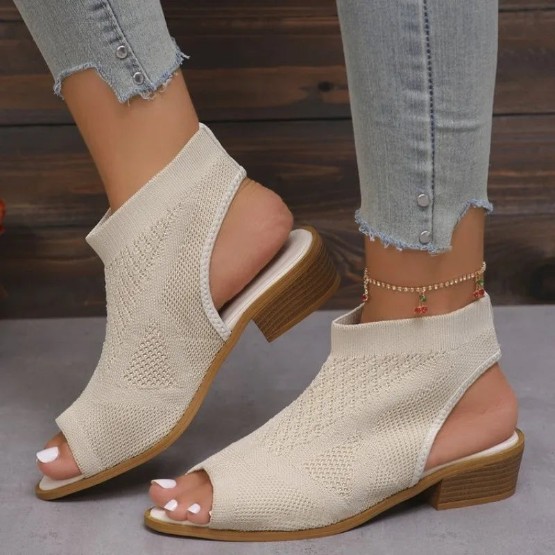 Sandals Fashion Summer Versatile Women Shoe Soft Non Slip Knitted Flat Shoes Breathable Hollow Fish Mouth Designer Shoes