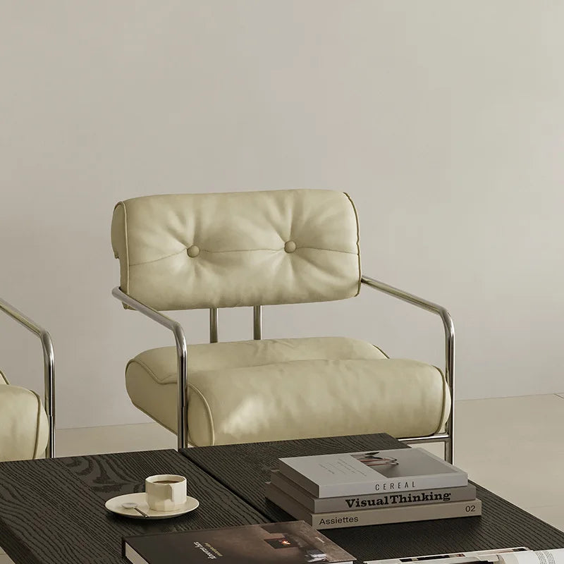 Single Chair Lounge Dining Chair Stainless Steel French Negotiation Balcony Lounge Chair