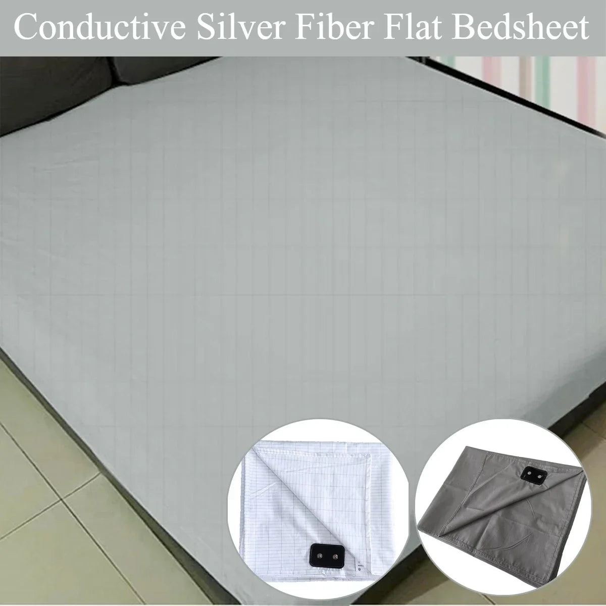 Soft and Conductive Grounding Bed Sheet AU/UK/EU/US Plug Antistatic Fiber Flat Bedsheet for Better Sleep Natural Health