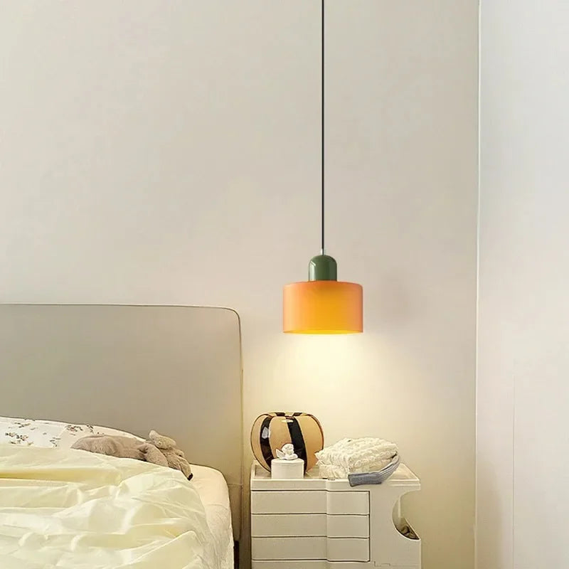 Nordic Modern Glass Bedroom Bedside Long Line Small Chandelier Restaurant Bar Chandelier Simple Lighting Atmosphere Lamp E27