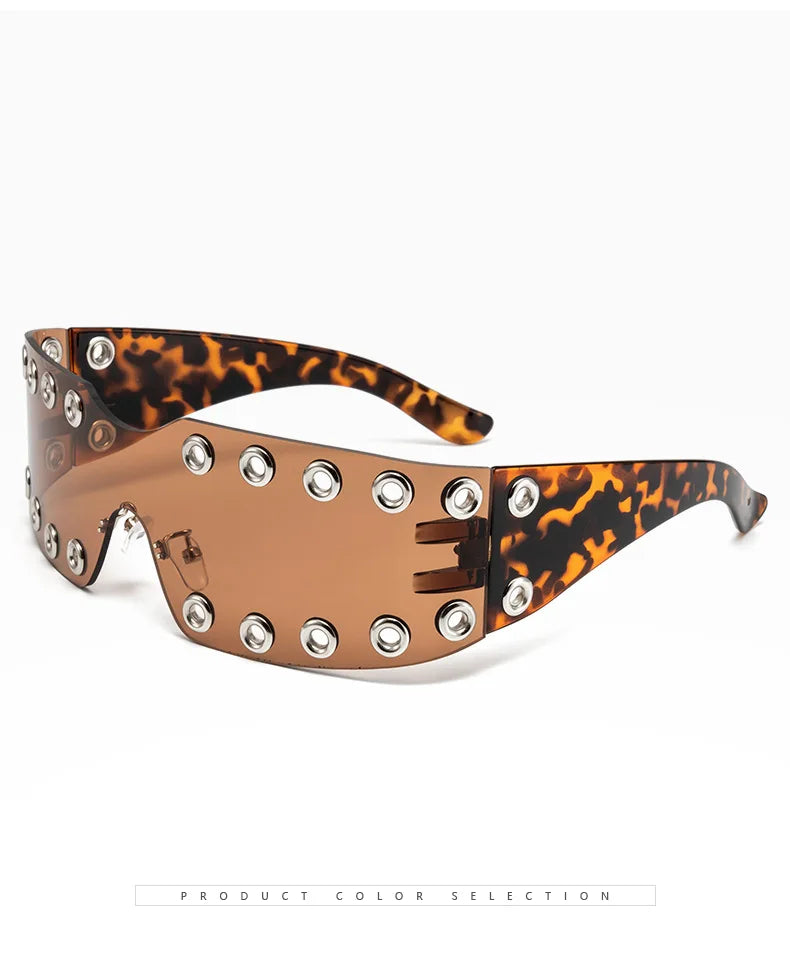 New 2026 Luxury Trendy Diamond Rimless Rhinestone Sunglasses Women Punk Shield Wrap Sun Glasses Vintage One-Piece Shades Goggle