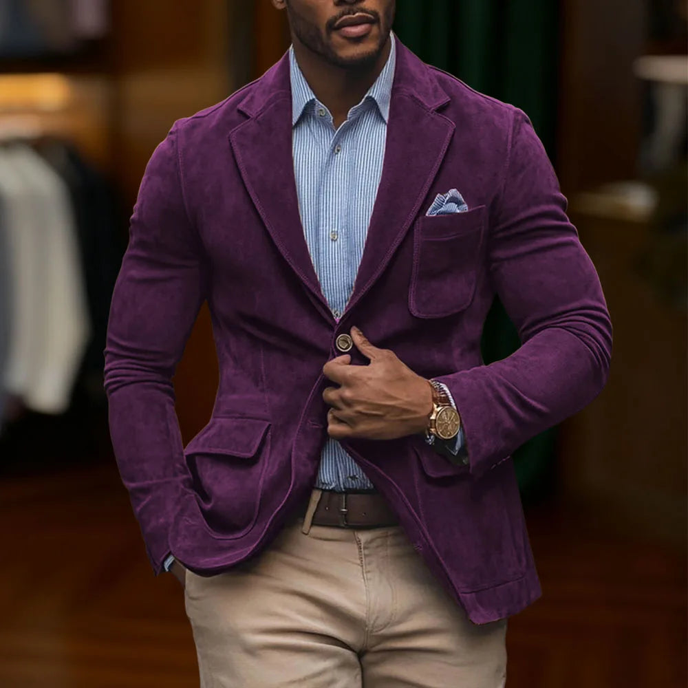 chamois leather Man Blazers Single breasted Suit Jacket Men's Outdoor Casual Sports Slim fit Coat Brown men's top