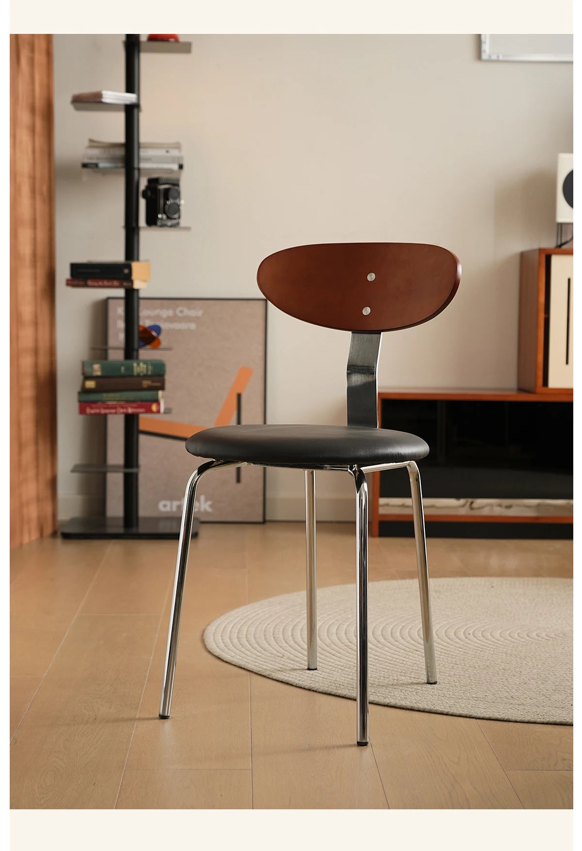 Mid-Century Solid Wood Chair Ergonomic Backrest Dining Desk Living Room Chair for Small Spaces Minimalist Home Furniture