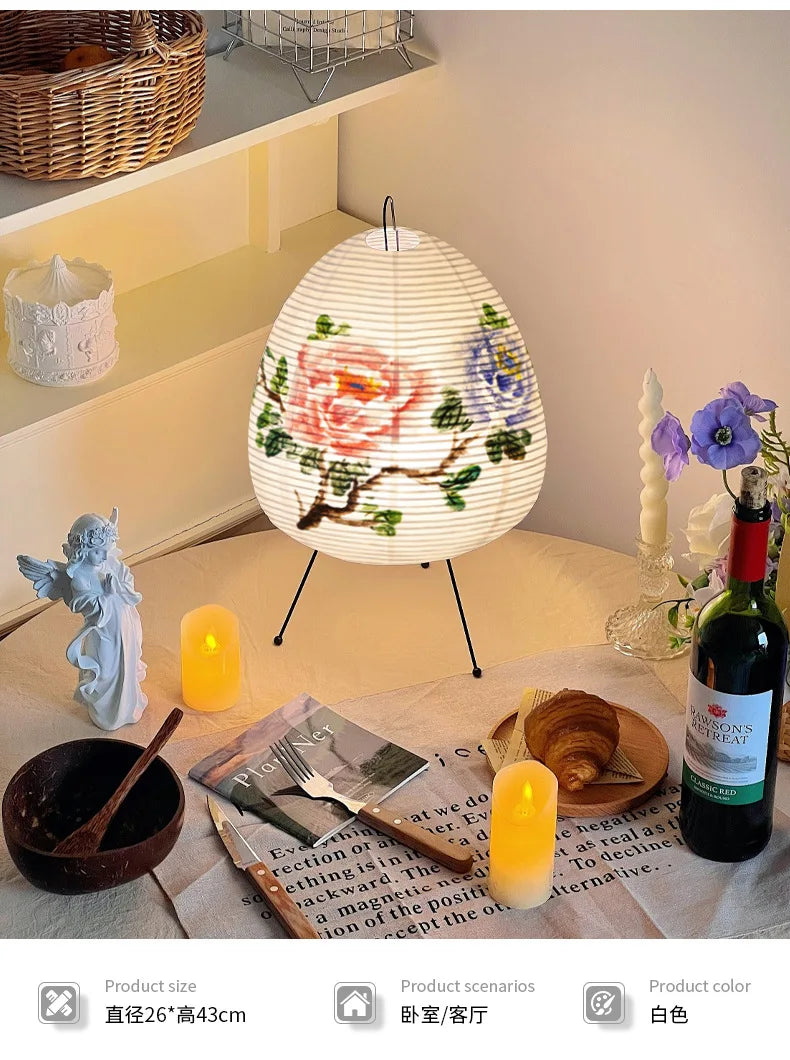 Classic Japanese Retro Rice Paper Table Lamp Japanese Wabi-sabi Advanced Atmosphere Bedside Table Lamp