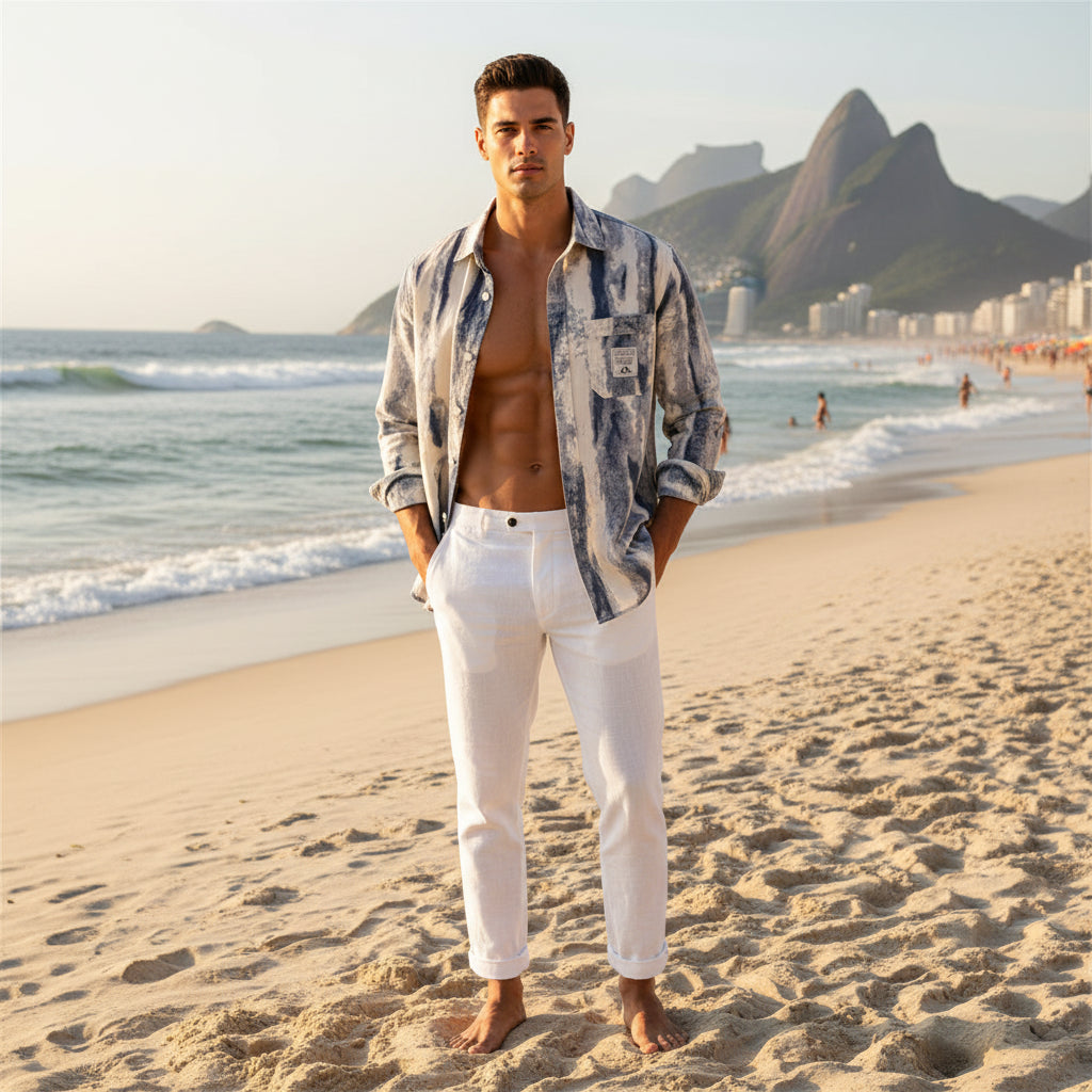 Spring Autumn men's shirt cotton long sleeve fashion Graffiti Casual shirts man clothes Tops comfortable Young mens clothing