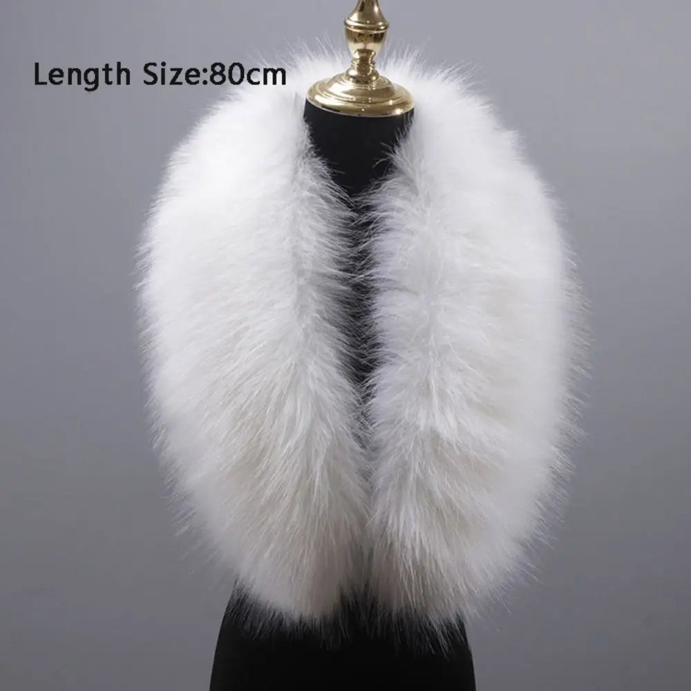 New 80cm Large Faux Fur Collar Detachable Winter Fur Gray Collar Neck Collar Wraps Jackets Hood Shawl Fake Fur