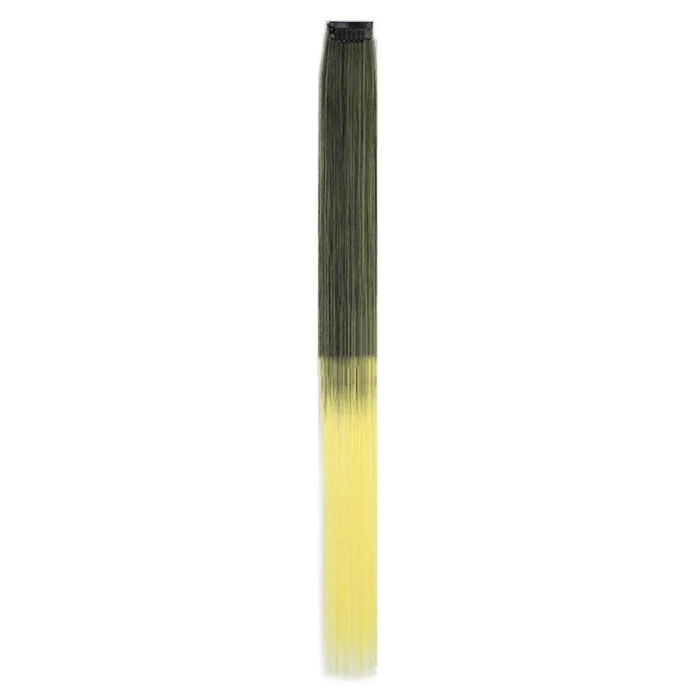 Stripe Printed Clip in Hair Extensions Synthetic Straight Hair Highlights Colorful 18 Inches Wig Hairpieces for Daily Use Party