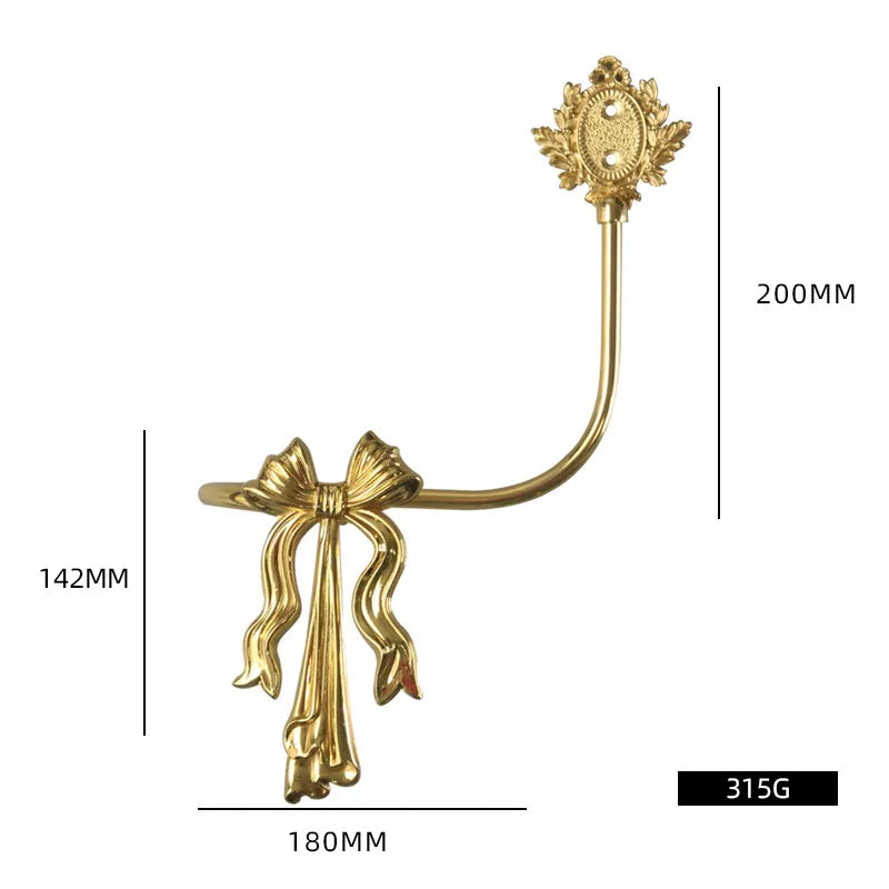 Luxury Brass Curtain Hook Retro Gold Wall Mounted Hanger for Bedroom Living Room Entryway Decor Elegant Hardware Accessories