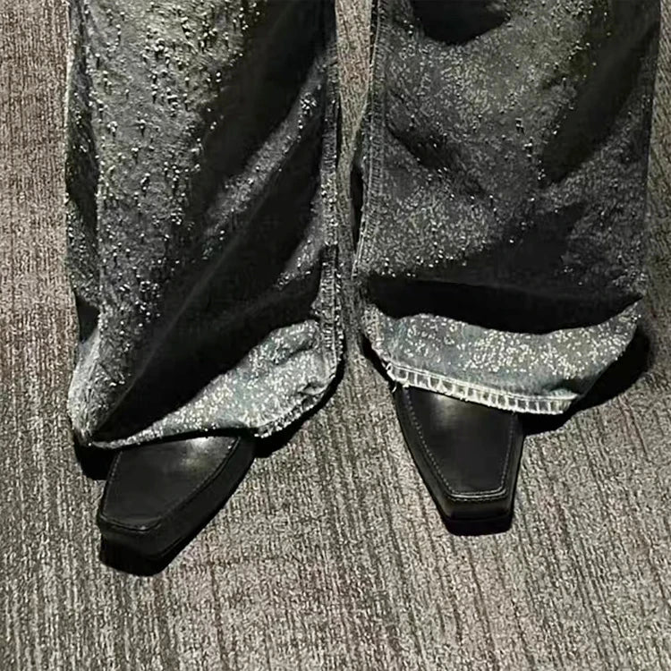 Women/Men's Square Toe Flat Derby Shoes Black Leather Shoes 2026 New Fashion Office Party Dress Business Shoes 35-43
