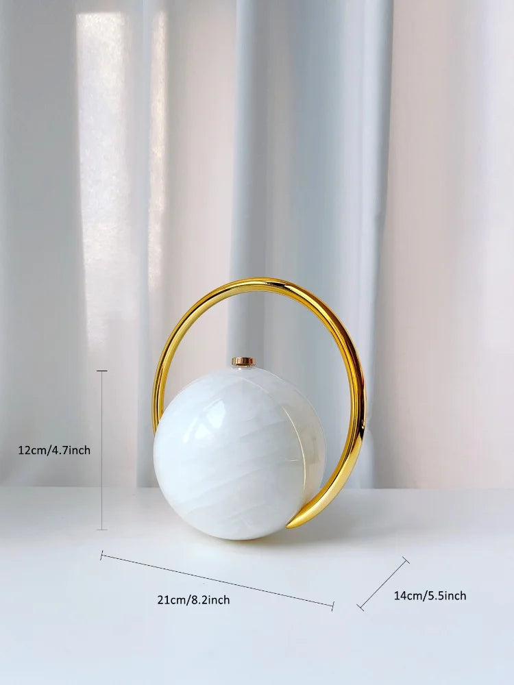 2025 New Marble Pattern Spherical Banquet Bag for Women Trendy Electroplated Handle PVC Handbags Lady Mini Purse Evening Clutch