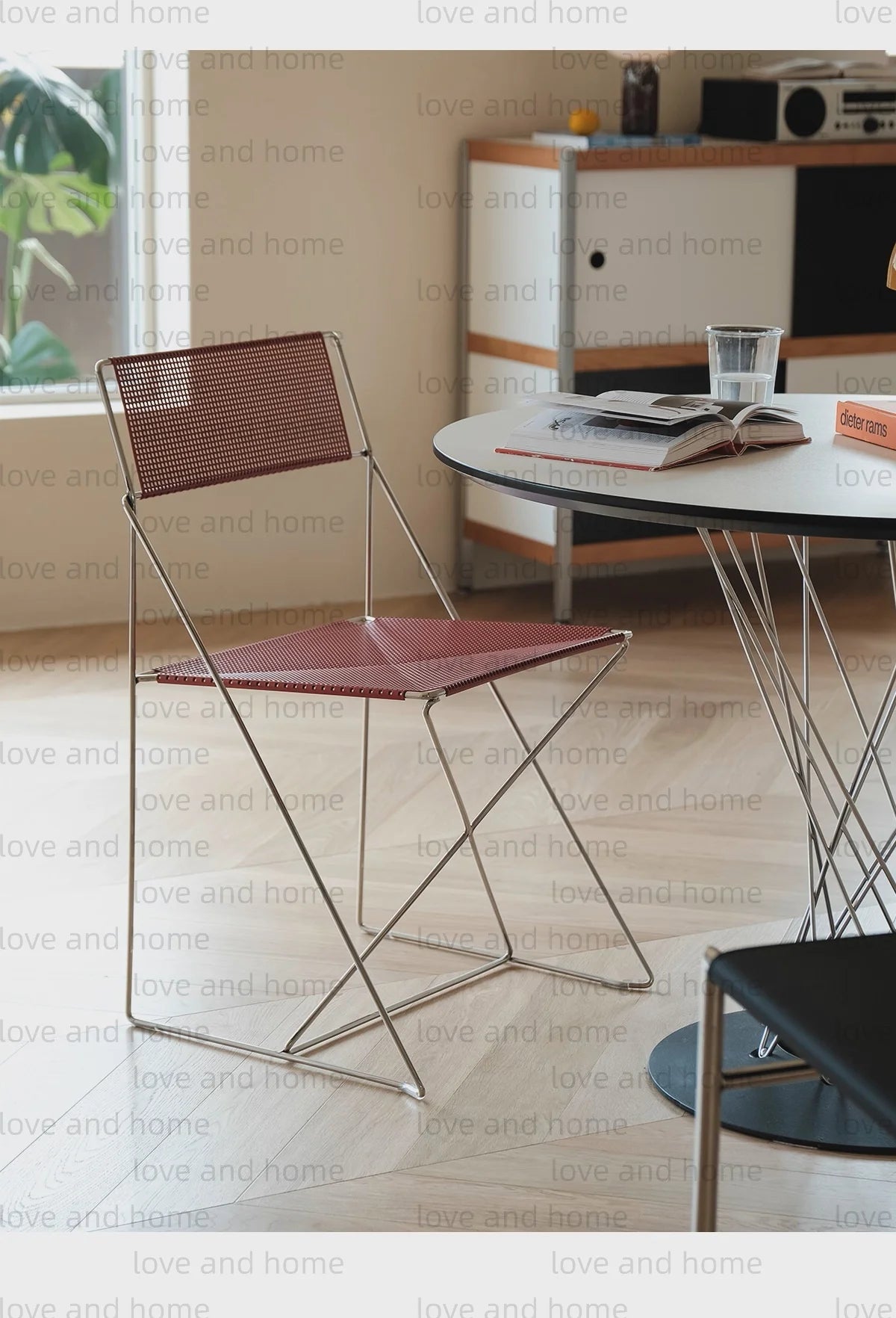 Nordic Stackable Dining Chair Chromed Stainless Steel Steelwire Wire Mesh Panel Minimalism Style Robust Construction Denmark