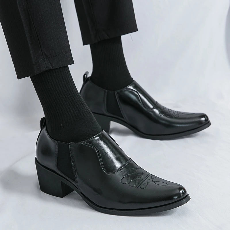 Spring New Men's Height Increased By 6 Centimeters Comfortable Leather Shoes Fashionable Business Attire Groom's Wedding Shoes