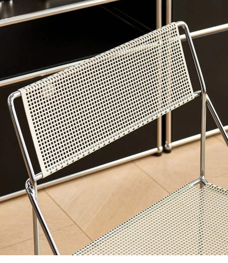 Korean Iron Dining Chair with Backrest Modern Minimalist Stackable Chair for Kitchen Designer Creative Metal Seat for Restaurant