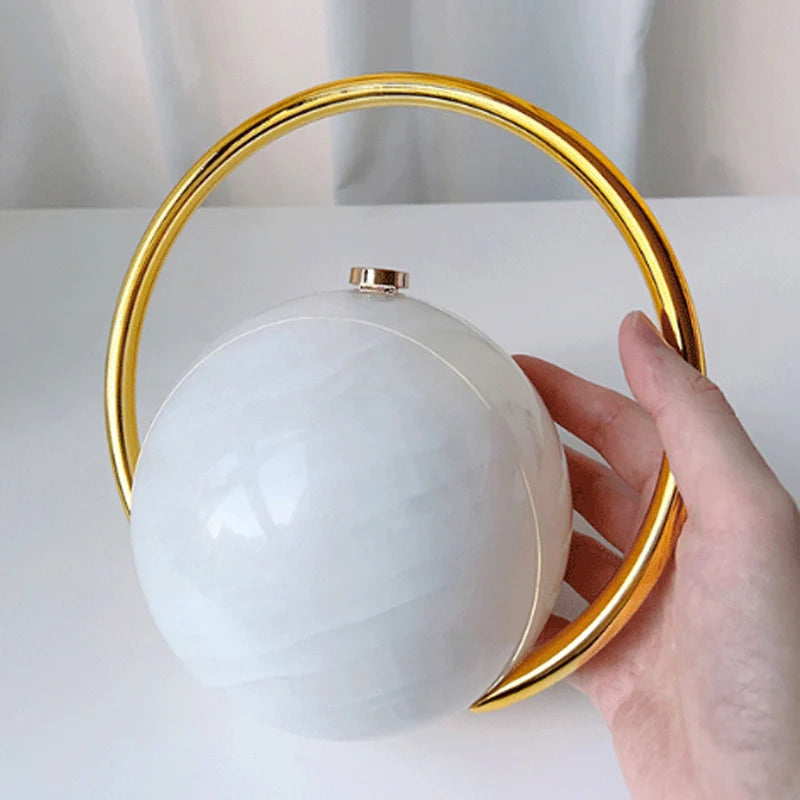 Fashion Bride Pearl White Round Metal Gold Women Luxury Evening Banquet Clutch Bag Wedding Purse Party Crossbody Day Handbag