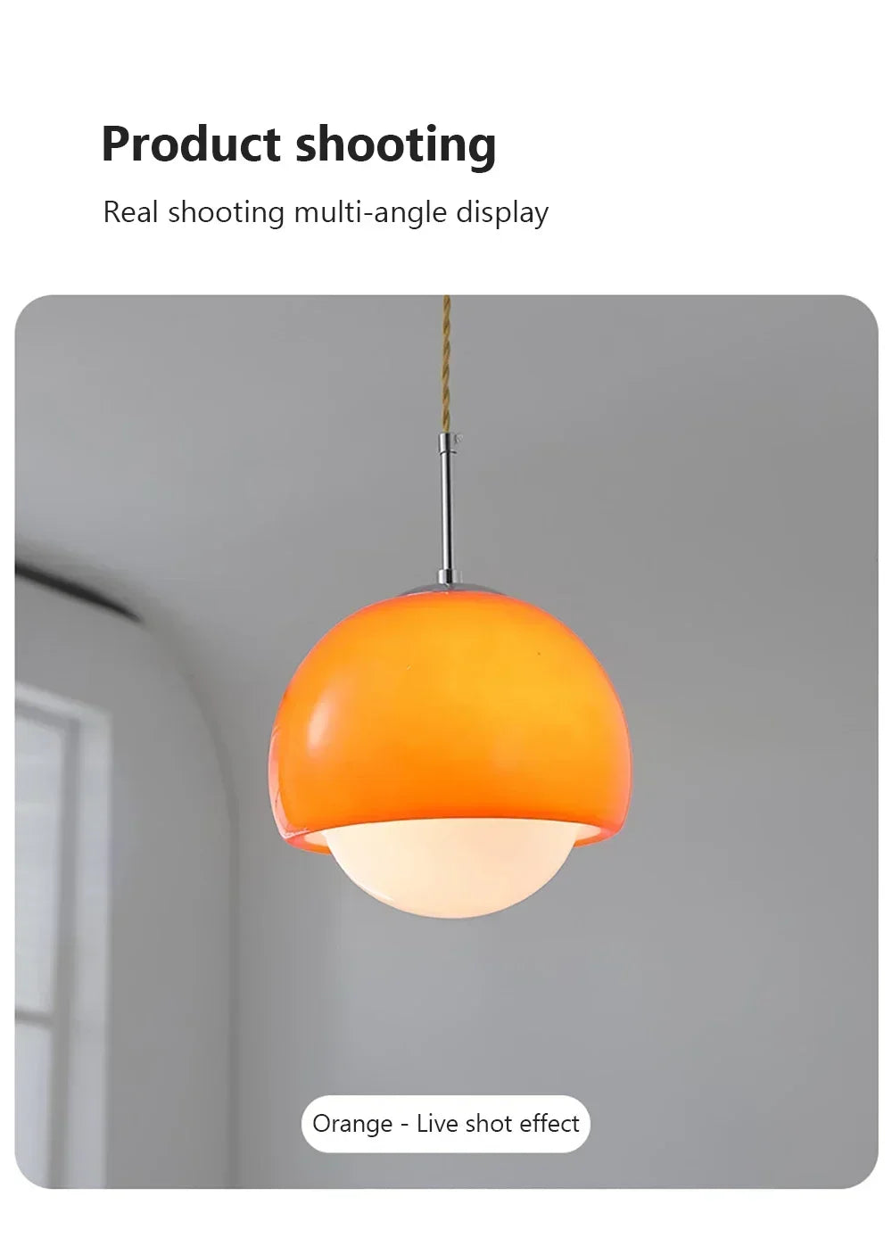 Retro 60s Pendant Lights for Restaurant Cafe Bar, Bedroom, studio, Hotel, living room, office,. Hanging Lamp Ceiling Chandeliers Orange Round Ball Decoration
