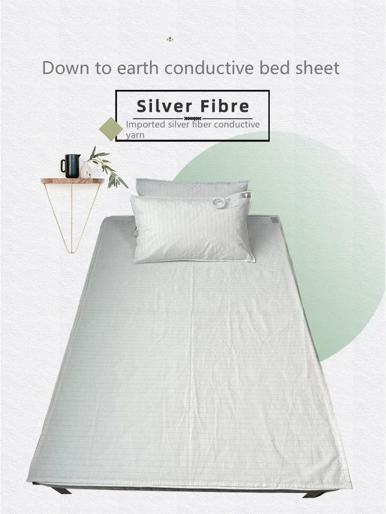 Soft and Conductive Grounding Bed Sheet AU/UK/EU/US Plug Antistatic Fiber Flat Bedsheet for Better Sleep Natural Health