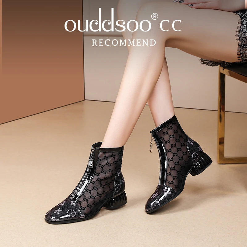 Super Trendy Mesh Boots Hollow Mesh Summer Sandals Pointed Toe Roman Women's Shoes35 to  43