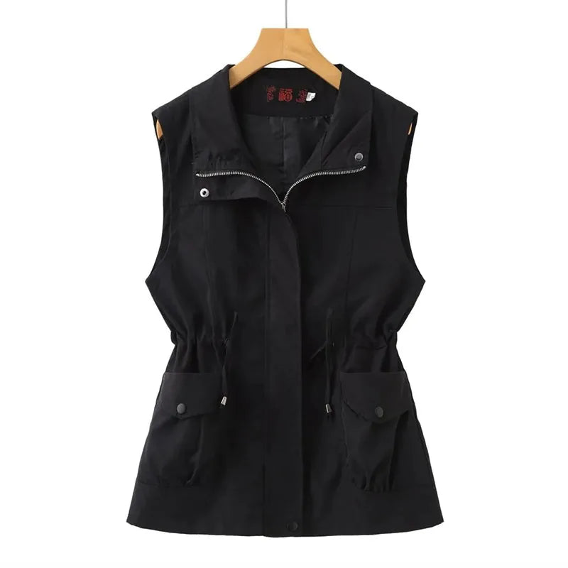 Sustainable Vest  Spring Autumn New Lined Vest Women Sleevless Korean Loose Middle Aged Short Casual Slim Waistcoat Coat Female Outerwear 4XL