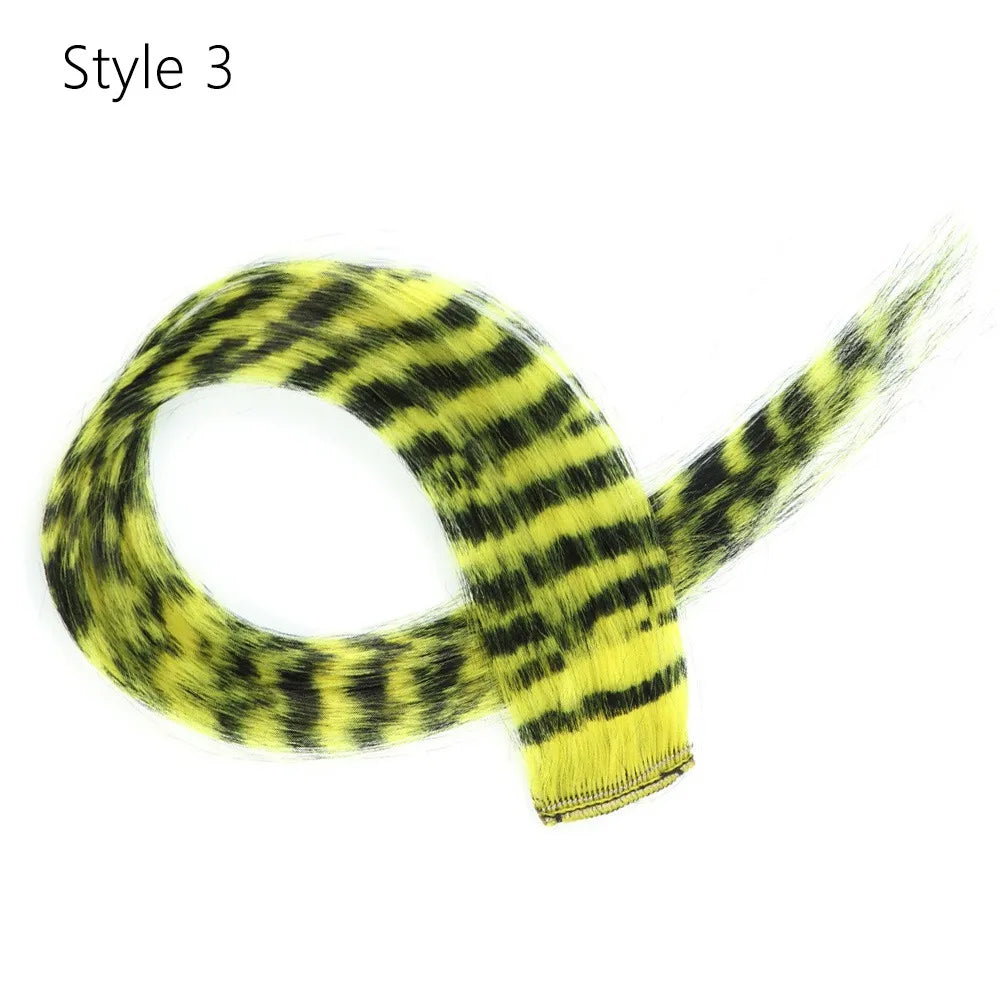 Stripe Printed Clip in Hair Extensions Synthetic Straight Hair Highlights Colorful 18 Inches Wig Hairpieces for Daily Use Party