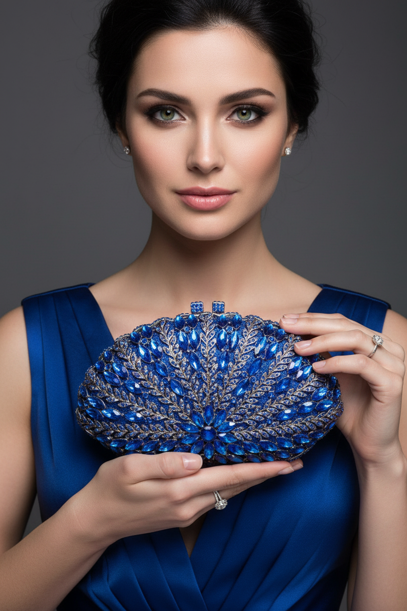 Wedding Green/Blue Purse Crystal Bridal Clutches Bags Rhinestone Lady Diamond Party Handbags Prom Formal Purses Bag