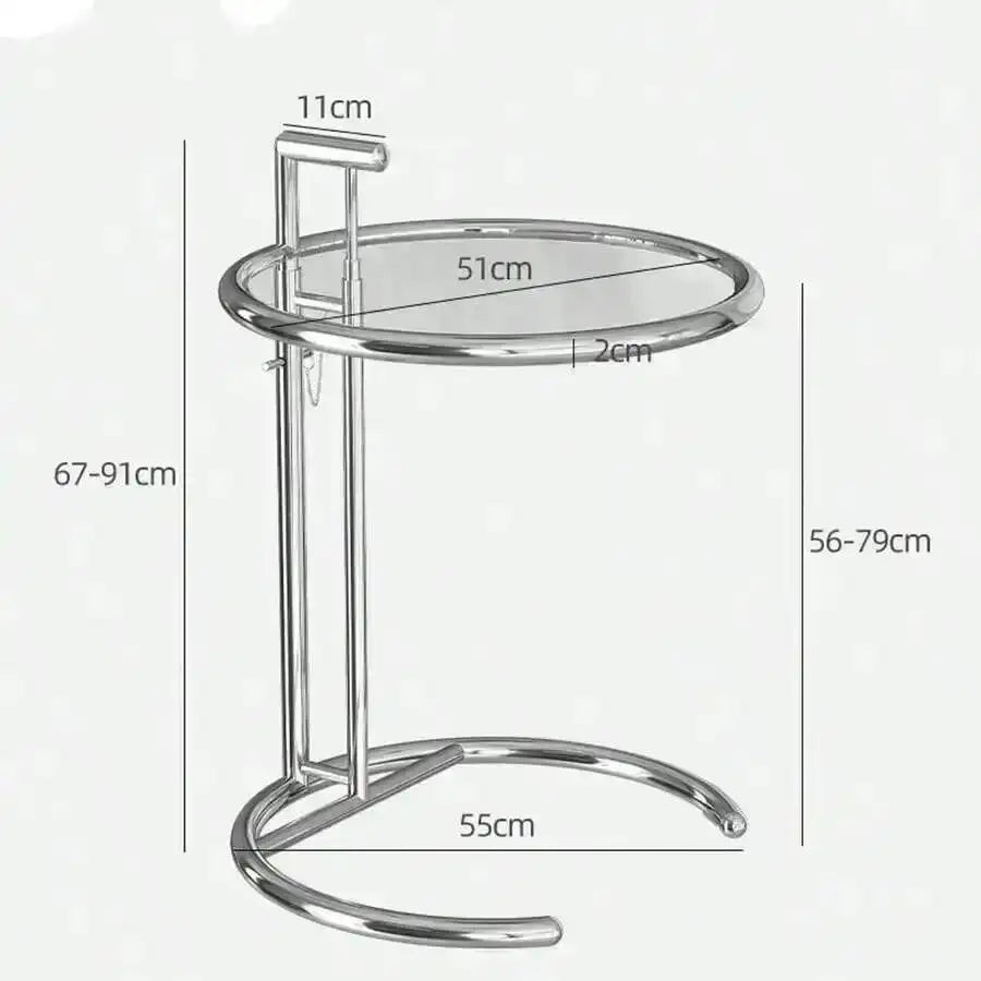 End Adjustable Table C-shape Glass Sofa Coffee Table Room Nordic Side Lift Design Living Stainless Steel Furniture