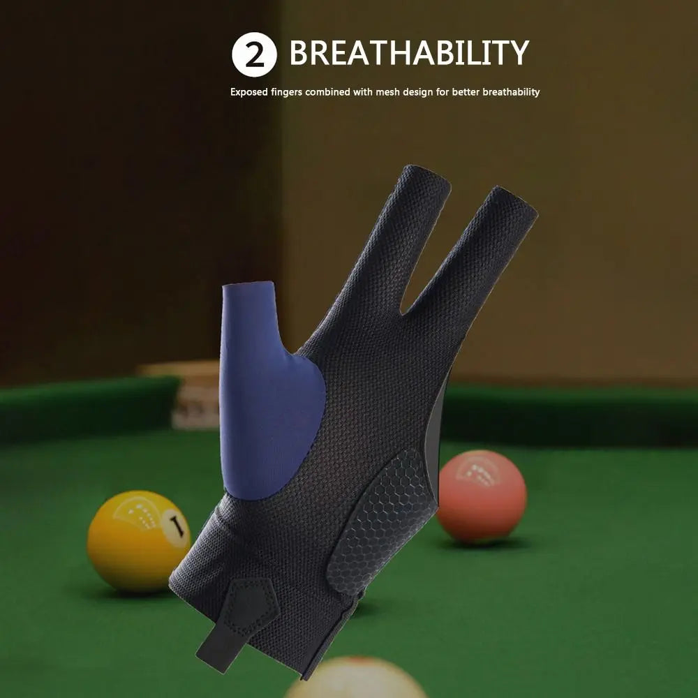 Left and Right Hand Billiards Glove Elastic Non Slip Three Fingers Glove Breathable Snooker Billiard Glove Fitness Accessories