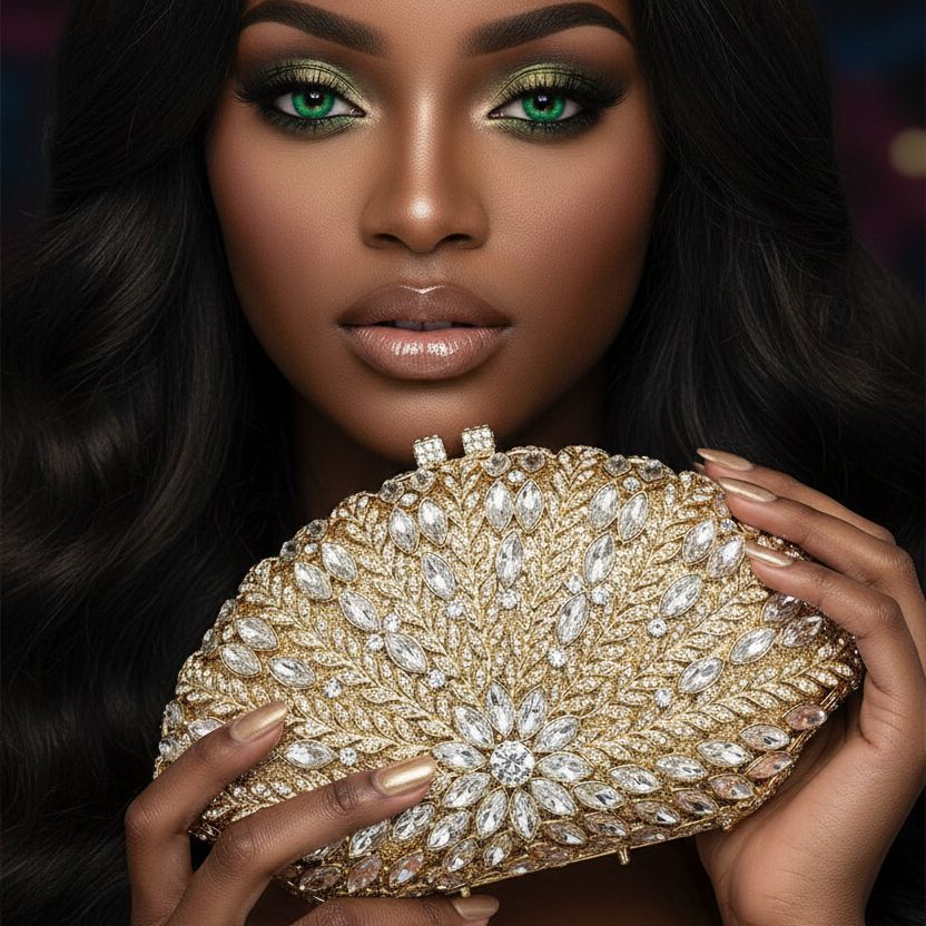 Wedding Green/Blue Purse Crystal Bridal Clutches Bags Rhinestone Lady Diamond Party Handbags Prom Formal Purses Bag