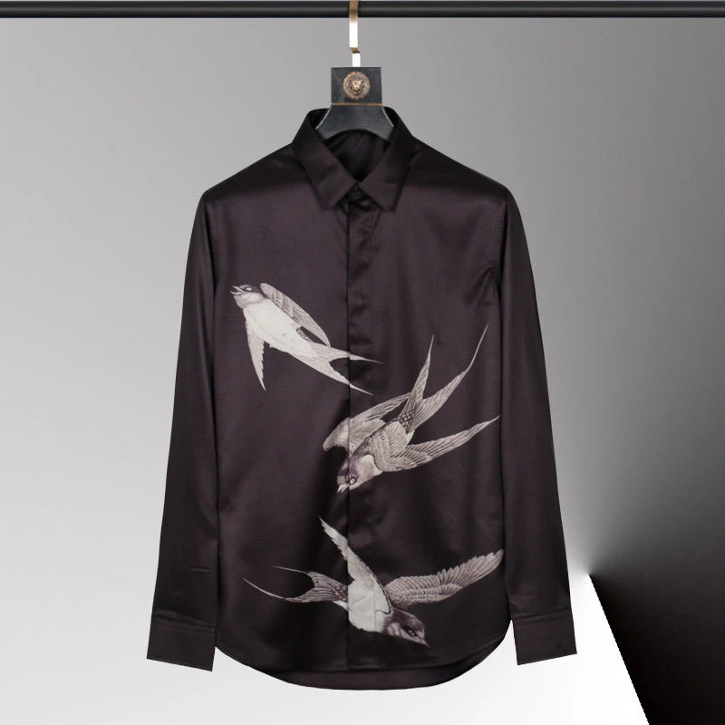 High-end men's shirt 3D printed pattern men's shirt long sleeve lapel fashion casual top Hawaiian shirt vacation large size 6xl