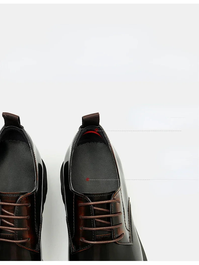 Patent Leather Mens Business Derby Shoes Luxury Brand Handmade Genuine Leather Fashion Designer Platform Wedding Dress Shoes Man