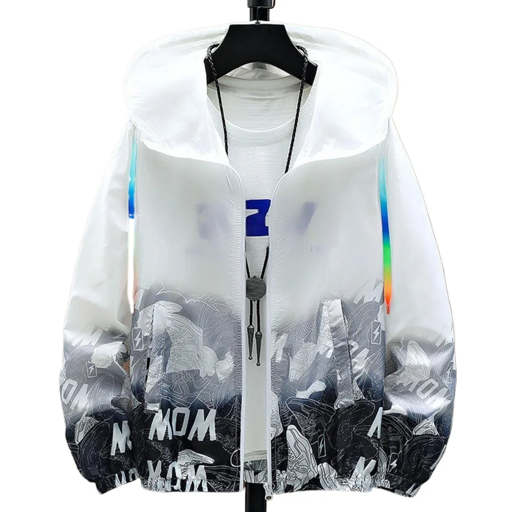 Ultra-light Trendy UV Protection Quick Drying Windbreaker Anti-wrinkle Windbreaker Jacket Gradient Print Daily Clothing
