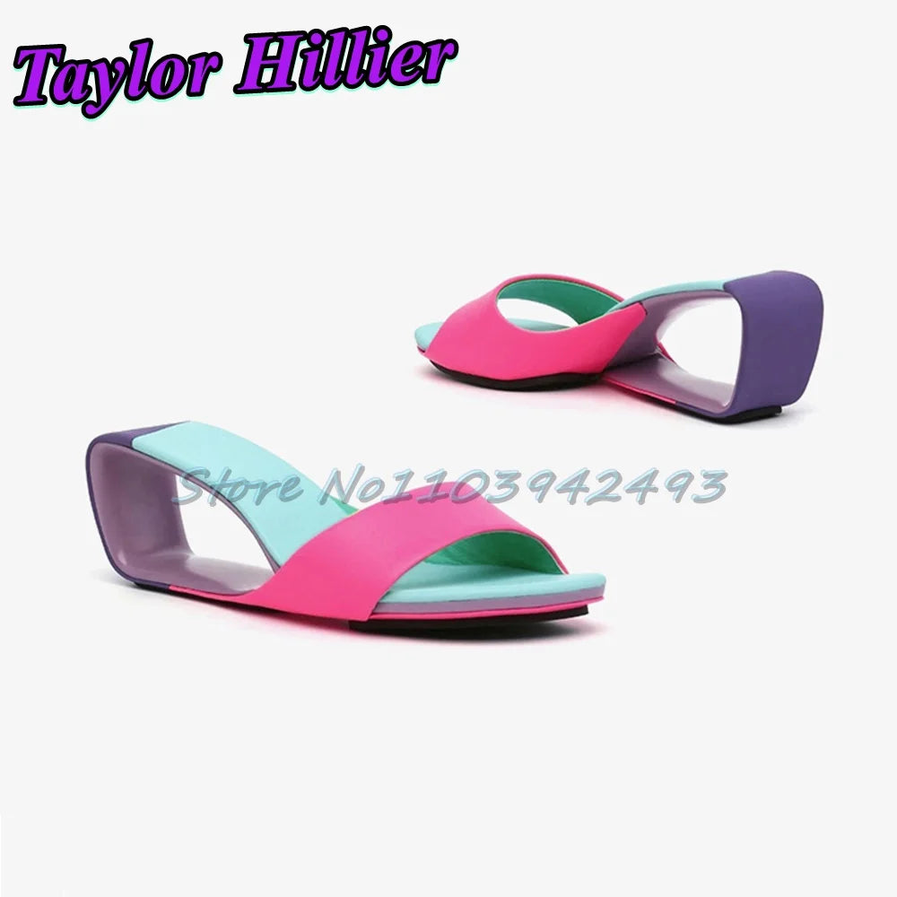 Candy Color Heeled Sandals Open Toe Heels Strange Style One Strap High Heel Women Luxury Designer Shoes Summer Patchwork Mules