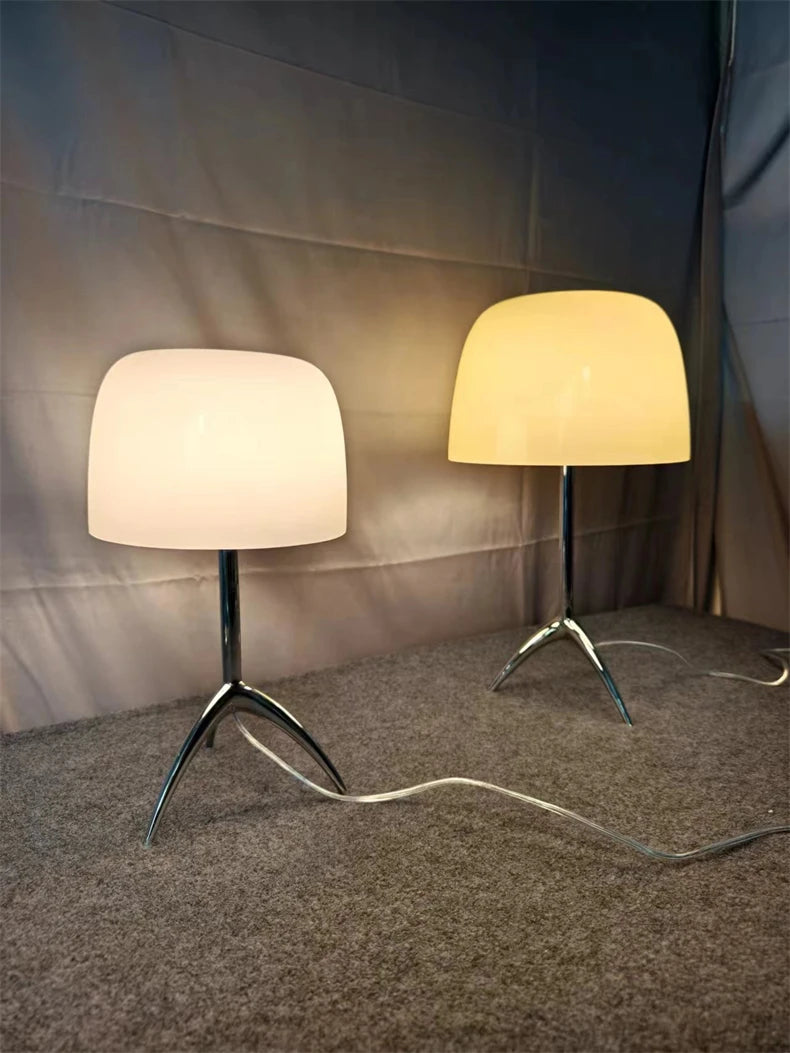 Italian Designer Glass Shade Table Lamp Tripod Desk Light for Bedroom