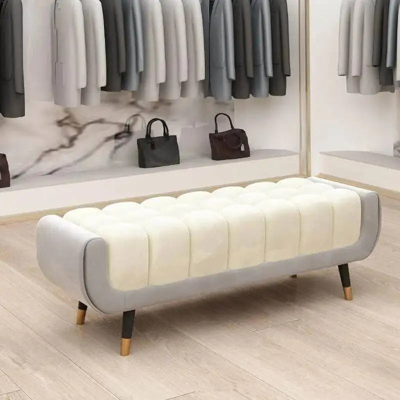 Living Legs  Luxury Entryway Tapered Velvet Bedroom Tufted Bench for Bench Room Upholstered Plump Cushion