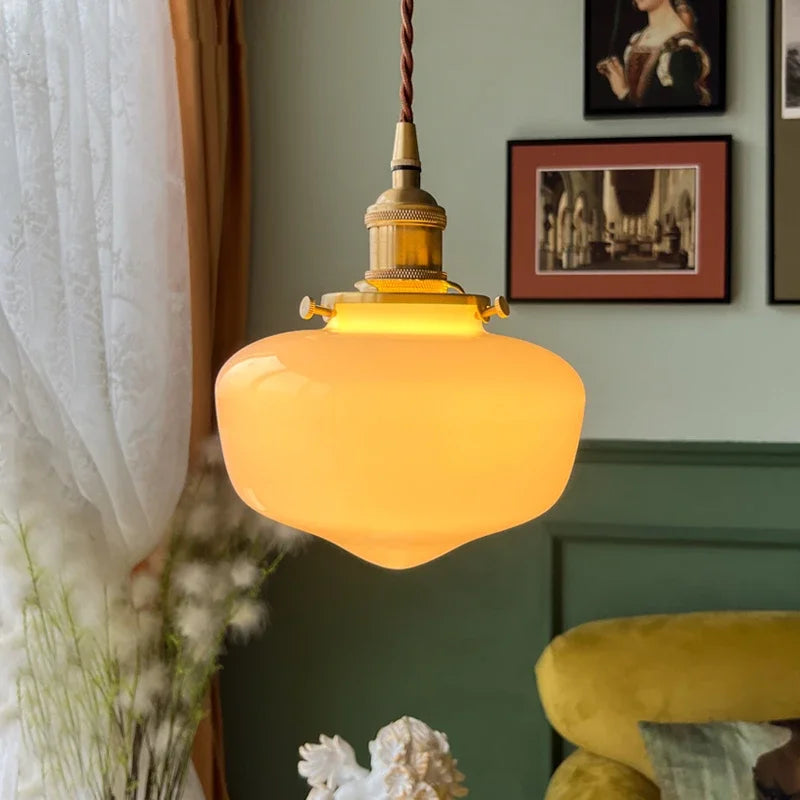 Art Deco Style Opaline Glass  light.  White Opaline Glass LED Pendant Lamp Beside Home Bathroom Bedroom Living Room Light Nordic Modern Hanglamp Lampara