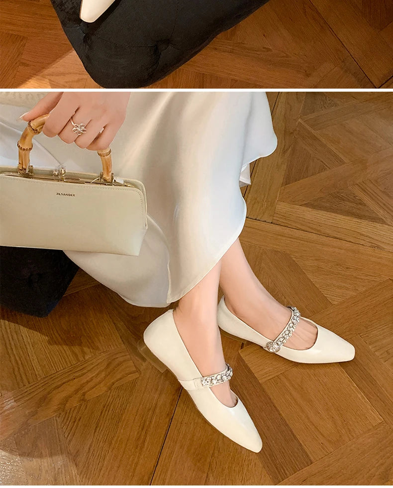 Ods Women Crystal Mules Flats Slippers Designer Sandals 2025 Dress Square-toe Leather Slides Summer Slingback Buckle De Mujer