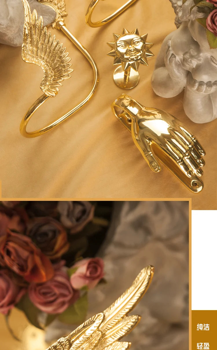 Luxury Brass Curtain Hook Retro Gold Wall Mounted Hanger for Bedroom Living Room Entryway Decor Elegant Hardware Accessories