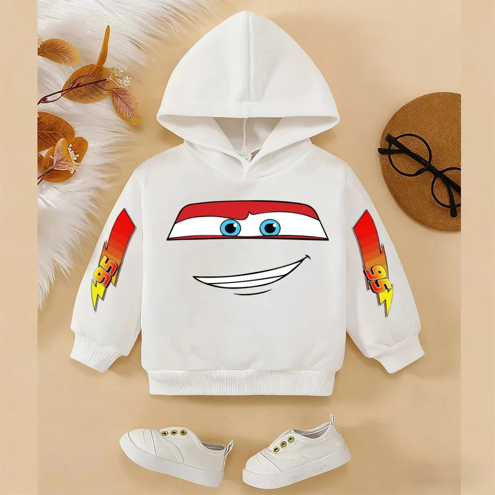 Girls and Boys Classic Anime Car Story Children's Spring and Autumn Fashion Hoodie, 3-14Y Boys and Girls Hoodie