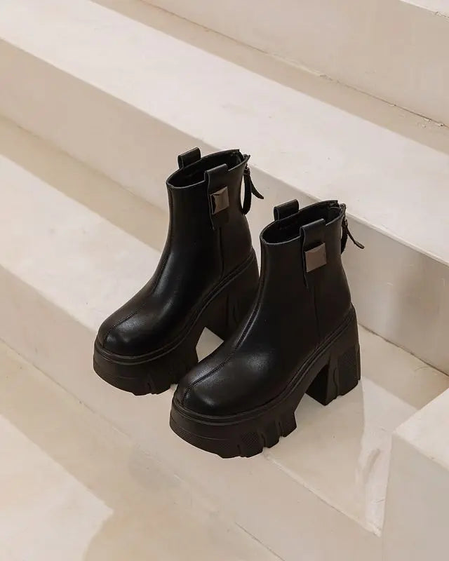 Fujin 11cm New Microfiber Leather Women High Increase Casual Ankle Boots Platform Wedge Pumps Heels White Shoes Winter Shoes