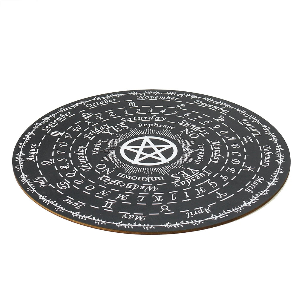 25cm Pentagram Black Wood Pendulum Witchcraft Altar Board Star Crystal Divination Game Props Dowsing Metaphysical Message Prompt