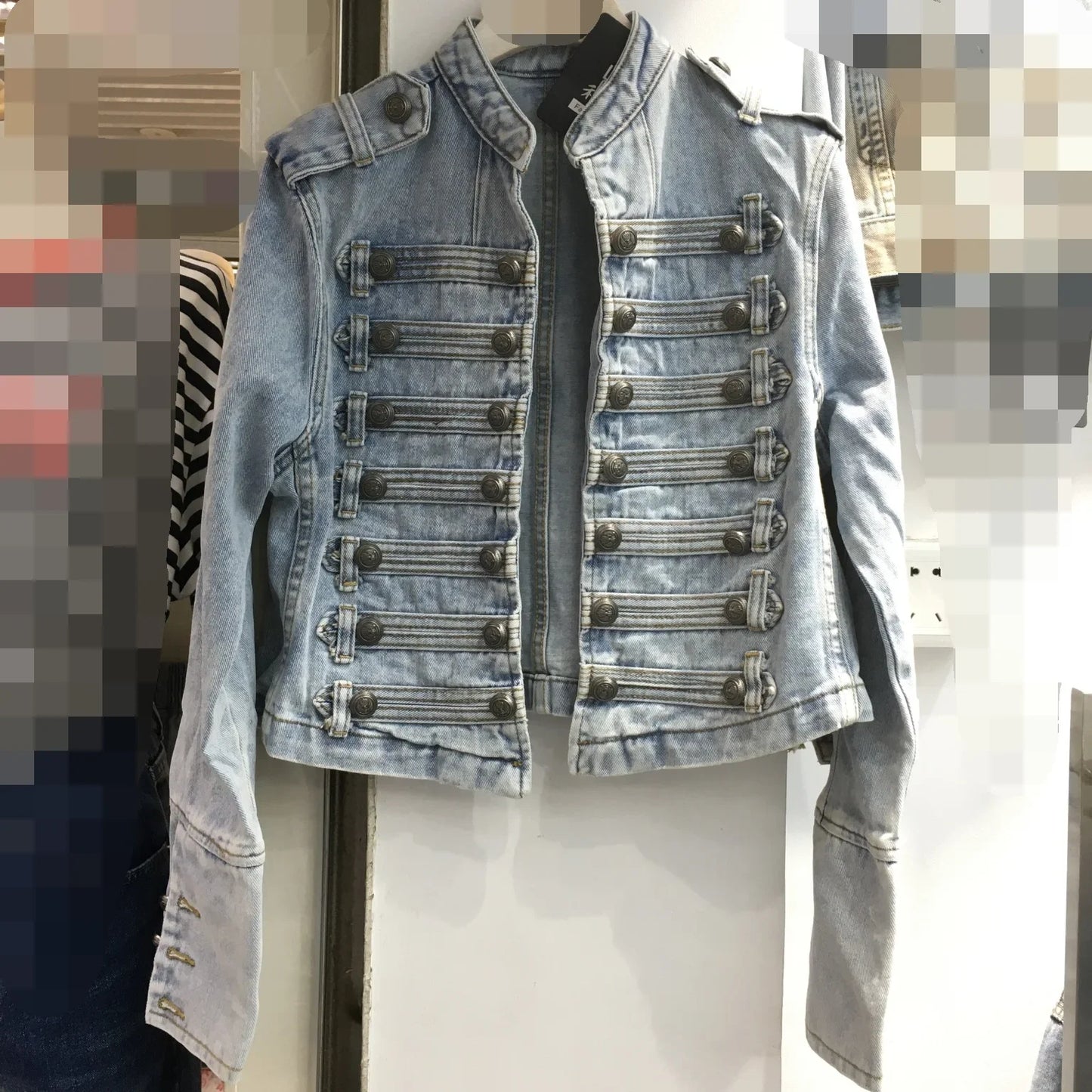 Retro Military Style Handsome Stand Collar Denim Jackets Female Double-breasted Wild Slim Short Denim Jackets Women Outerwear