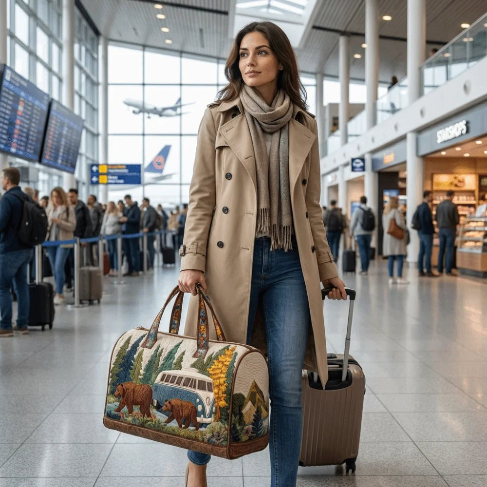 Adjustable Strap Quilted Duffle Bag 3D Quilting Craft Tote Bags Short-distance Handbag Large Capacity Travel Duffel Bag